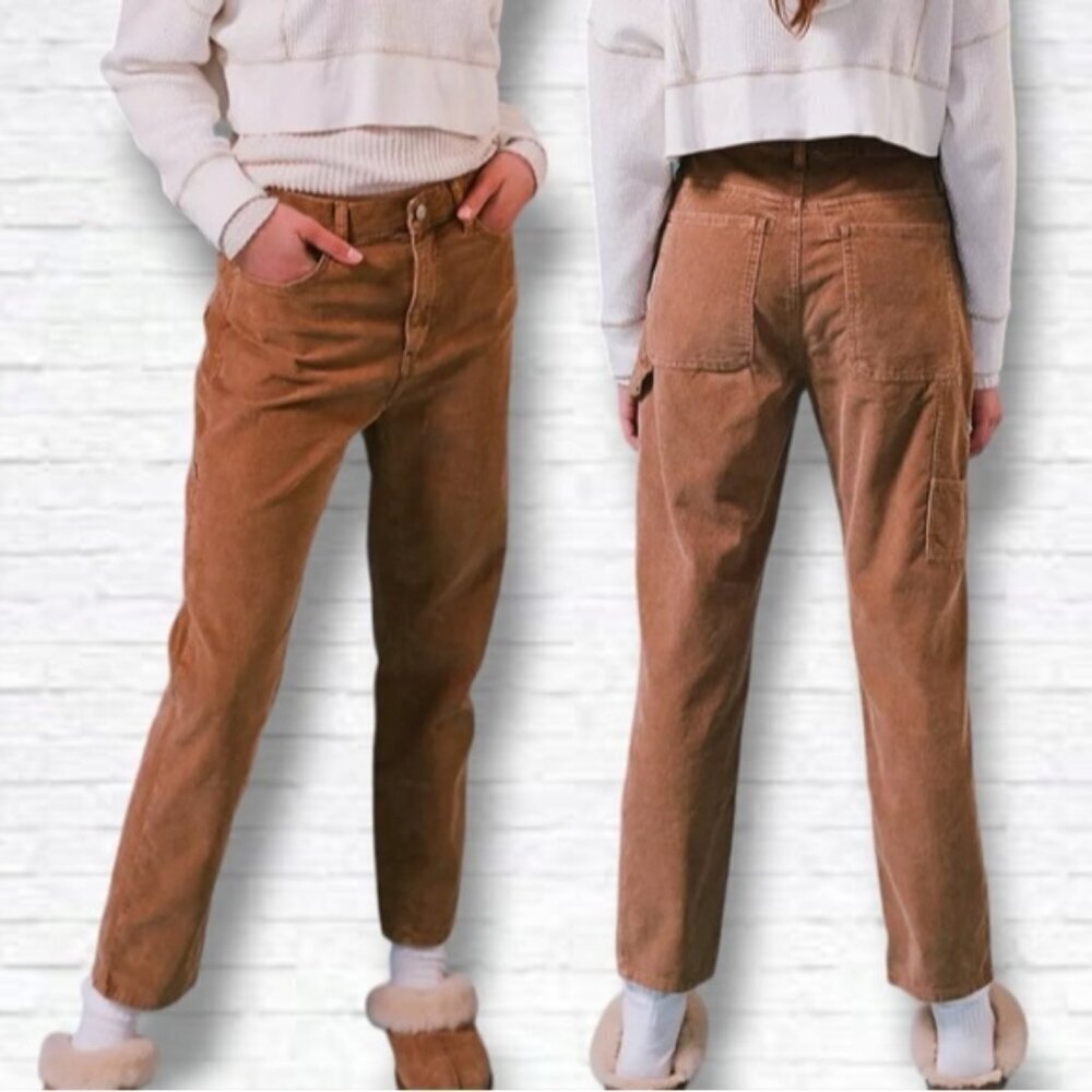 Urban Outfitters BDG Brown Corduroy High-Waisted Slim Straight Pants Size 28